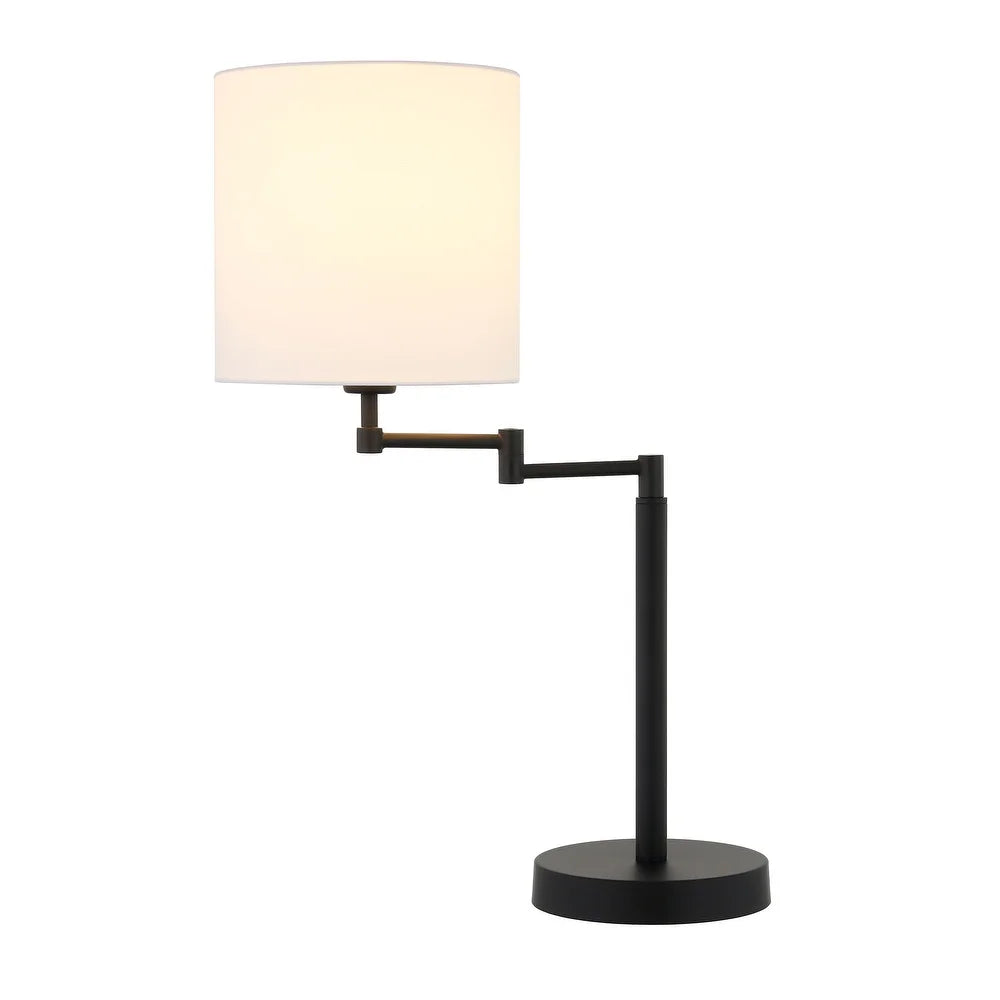 Moby Swing Arm Blackened Bronze Table Lamp with Empire Shade