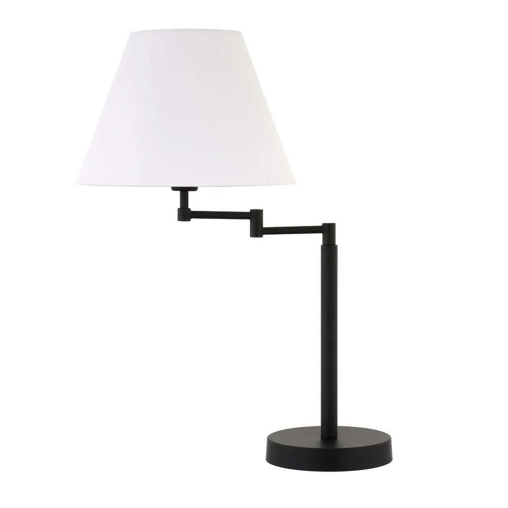 Moby Swing Arm Blackened Bronze Table Lamp with Empire Shade