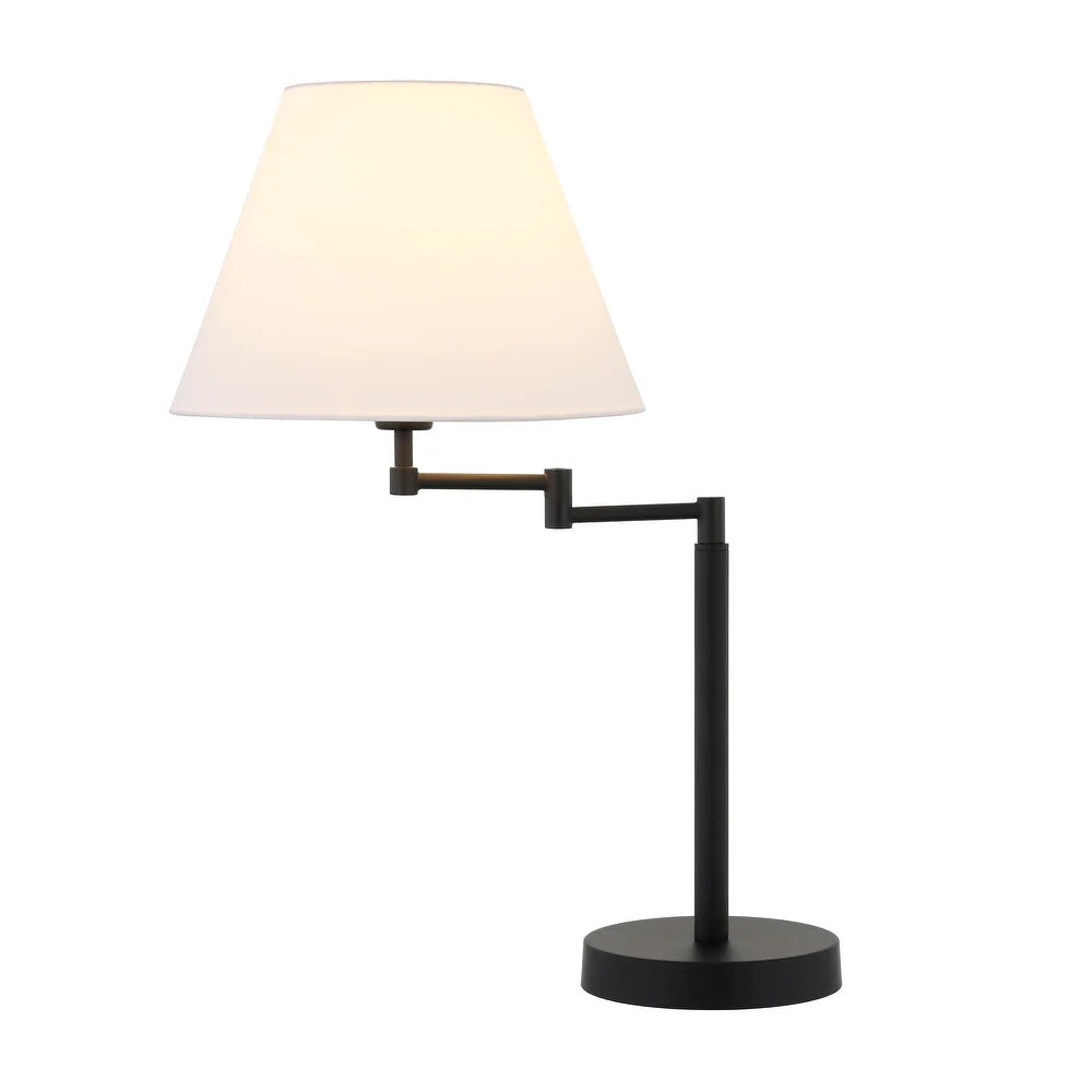 Moby Swing Arm Blackened Bronze Table Lamp with Empire Shade