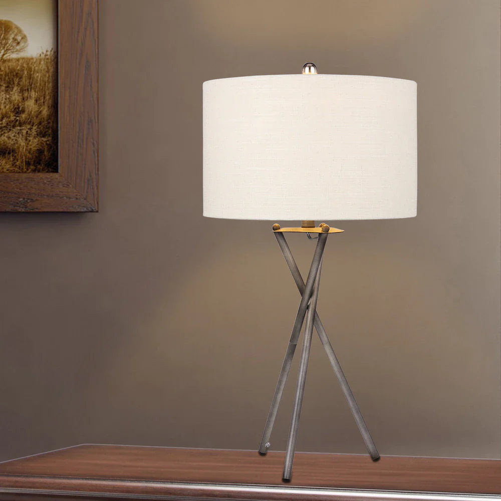 Modern 31-inch Rust Black Tripod Metal Table Lamp