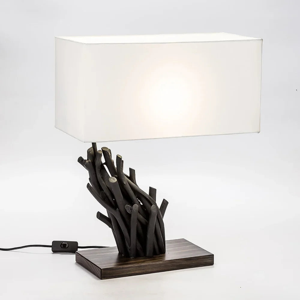 Modern Home Angled Driftwood Nautical Wooden Table Lamp - Blackwood