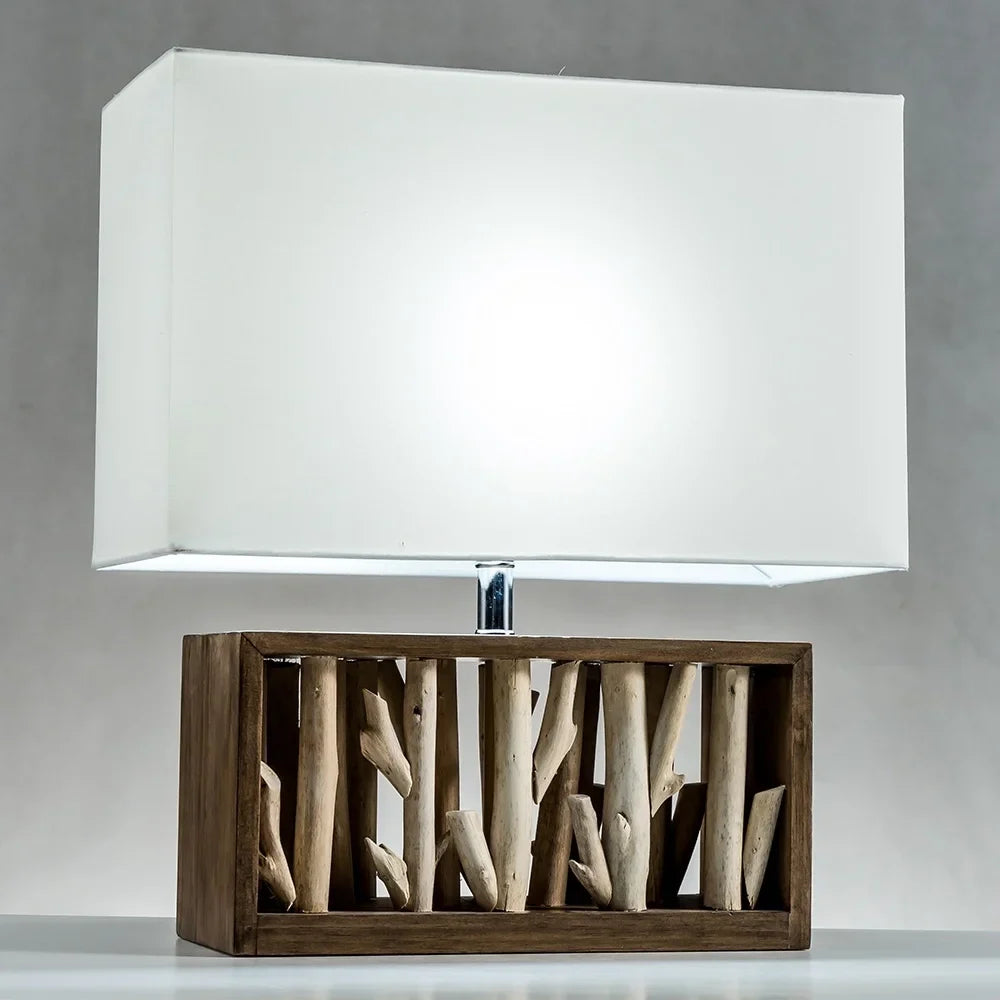 Modern Home Nautical Driftwood Wood Box Table Lamp