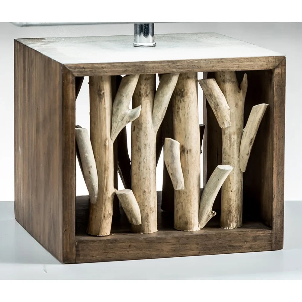 Modern Home Nautical Driftwood Wood Box Table Lamp