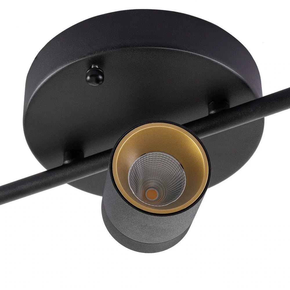 VidaLite Modern LED Track Light, 7W Five Bulb Fixed Rail Ceiling Lighting with Rotating Heads, 3000K, 2450 Lumens, Black Iron