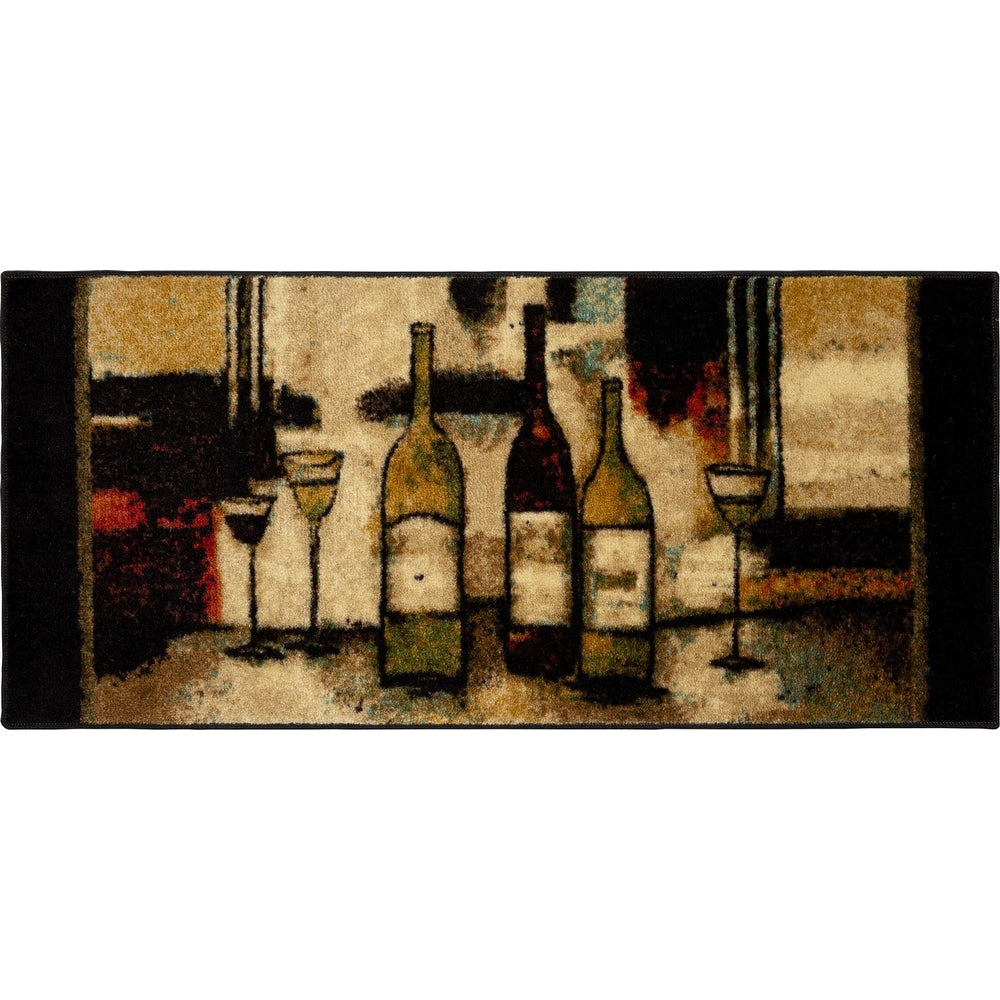 Home New Wave Wine and Glasses Kitchen Mat Accent Rugs