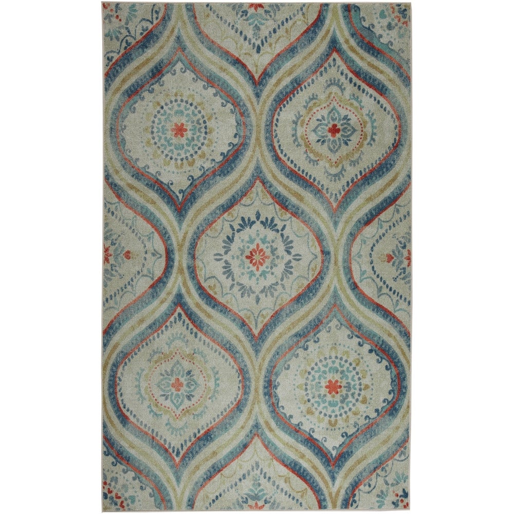 Prismatic Raven Damask Floral Soft Area Rug