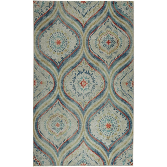 Prismatic Raven Damask Floral Soft Area Rug