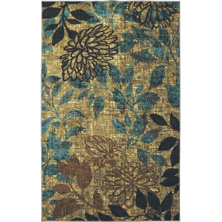 Strata Mystic Garden Floral Soft Area Rug Beige/Teal