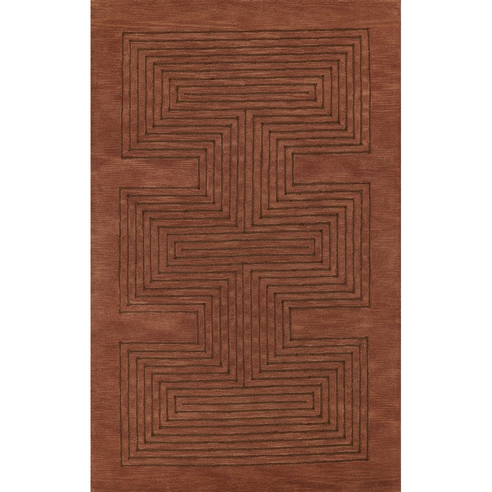 Simba Geometric Wool Copper Area Rug