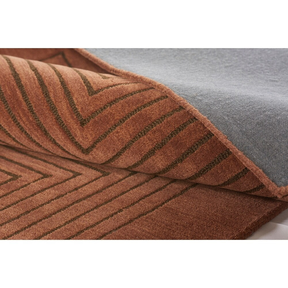 Simba Geometric Wool Copper Area Rug