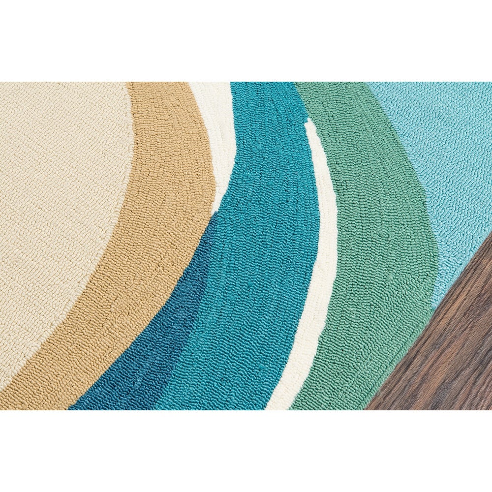 Veranda Beach Hand Hooked Indoor Outdoor Soft Area Rug Blue