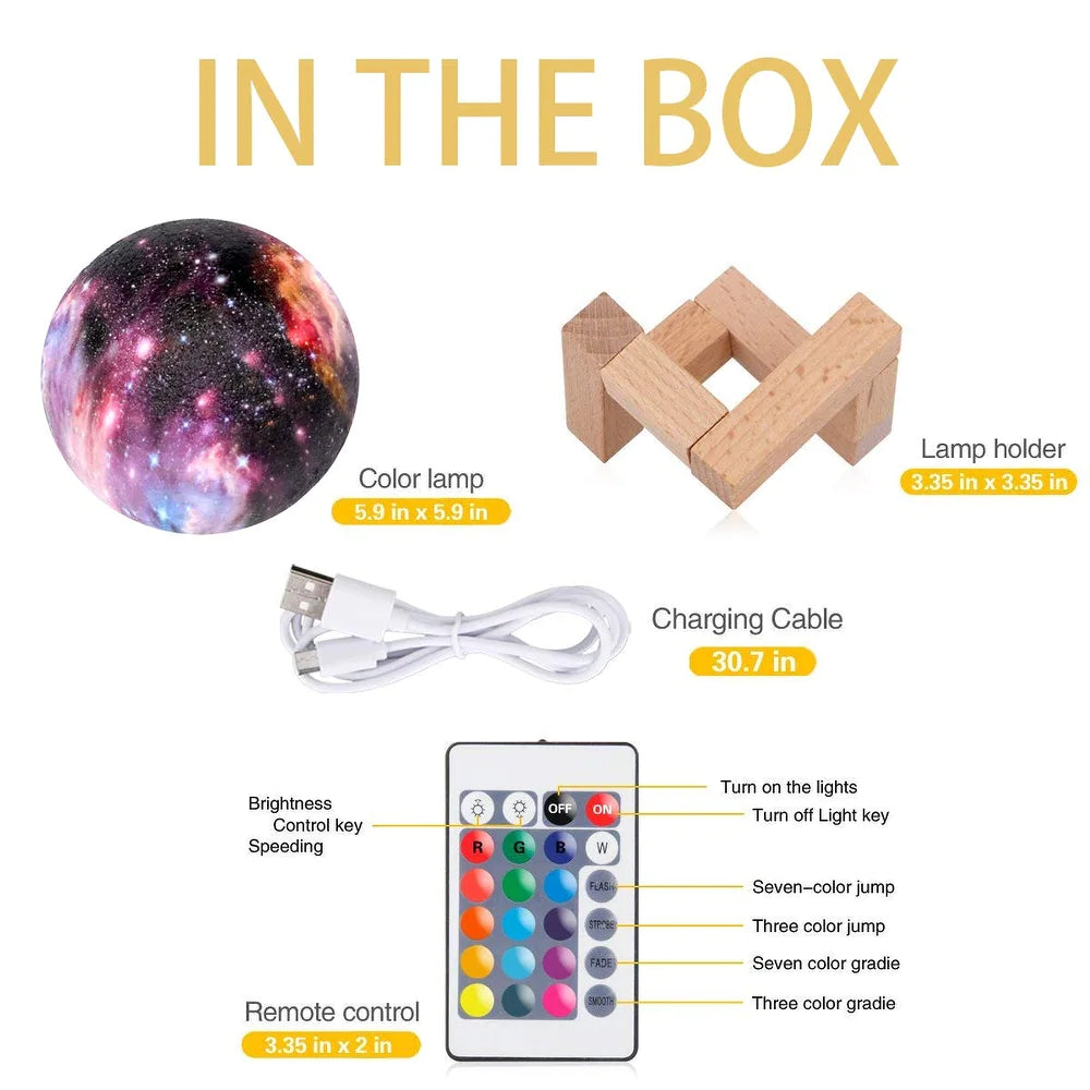 Moon, Galaxy, Planet or Heart Color-Changing 3D Lamp with Touch Sensor & Remote Control