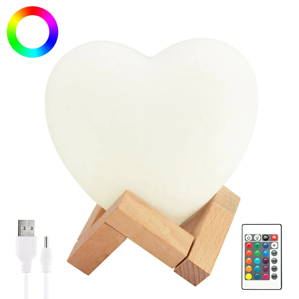 Moon, Galaxy, Planet or Heart Color-Changing 3D Lamp with Touch Sensor & Remote Control