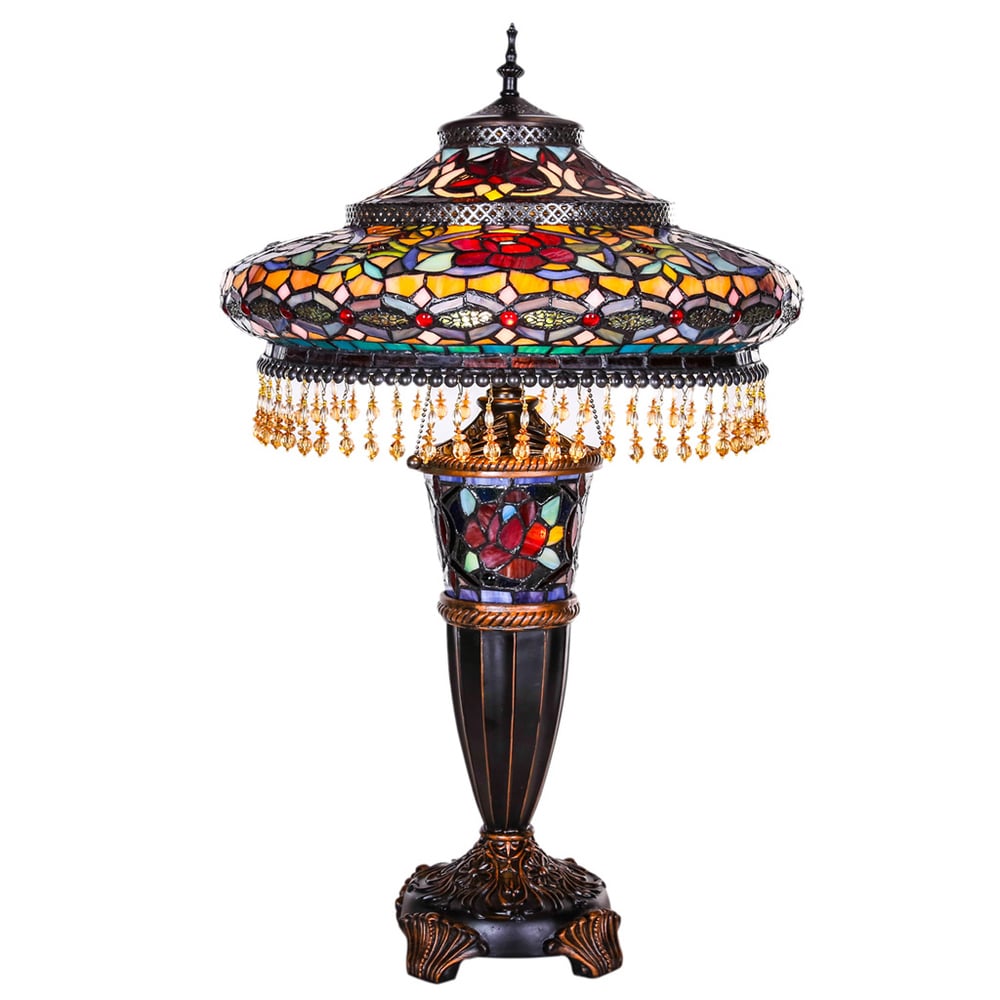 Gracewood Hollow Lachmet Multicolored Stained Glass Table Lamp (27.5 in.) - 17"L x 17"W x 27.5"H