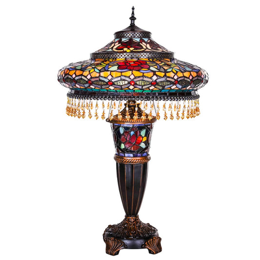 Gracewood Hollow Lachmet Multicolored Stained Glass Table Lamp (27.5 in.) - 17"L x 17"W x 27.5"H