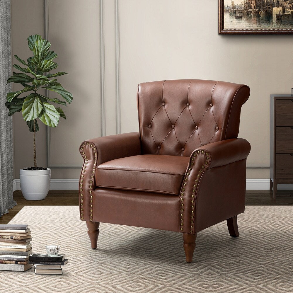 Indiges Upholstered Accent Armchair with Nailhead Trim