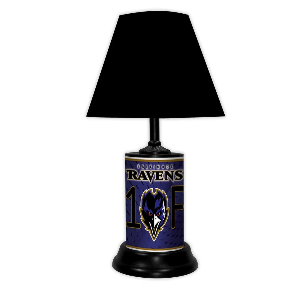 NFL 18-inch Desk/Table Lamp with Shade, #1 Fan with Team Logo, Baltimore Ravens - 18x10x10