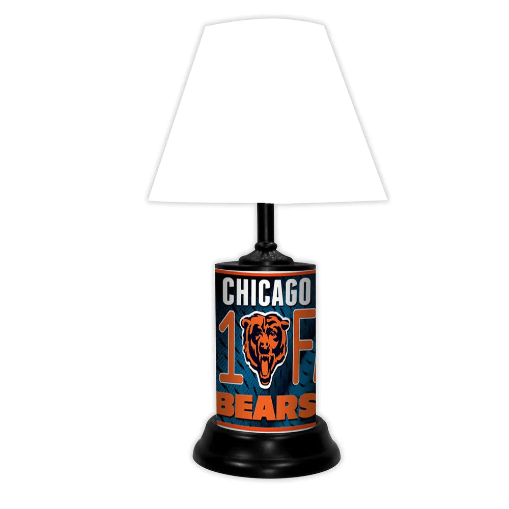 NFL 18-inch Desk/Table Lamp with Shade, #1 Fan with Team Logo, Chicago Bears - 18x10x10