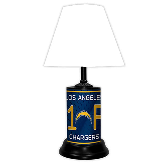 NFL 18-inch Desk/Table Lamp with Shade, #1 Fan with Team Logo, Los Angeles Chargers - 18x10x10