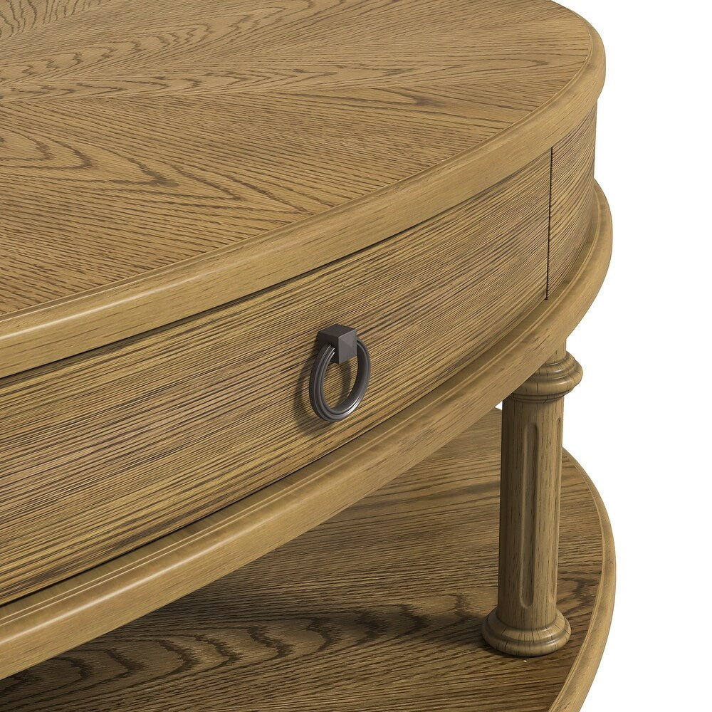 Oval Coffee Table with Storage Drawer