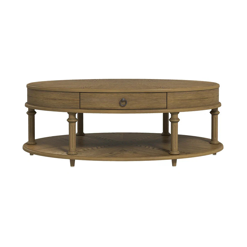 Oval Coffee Table with Storage Drawer
