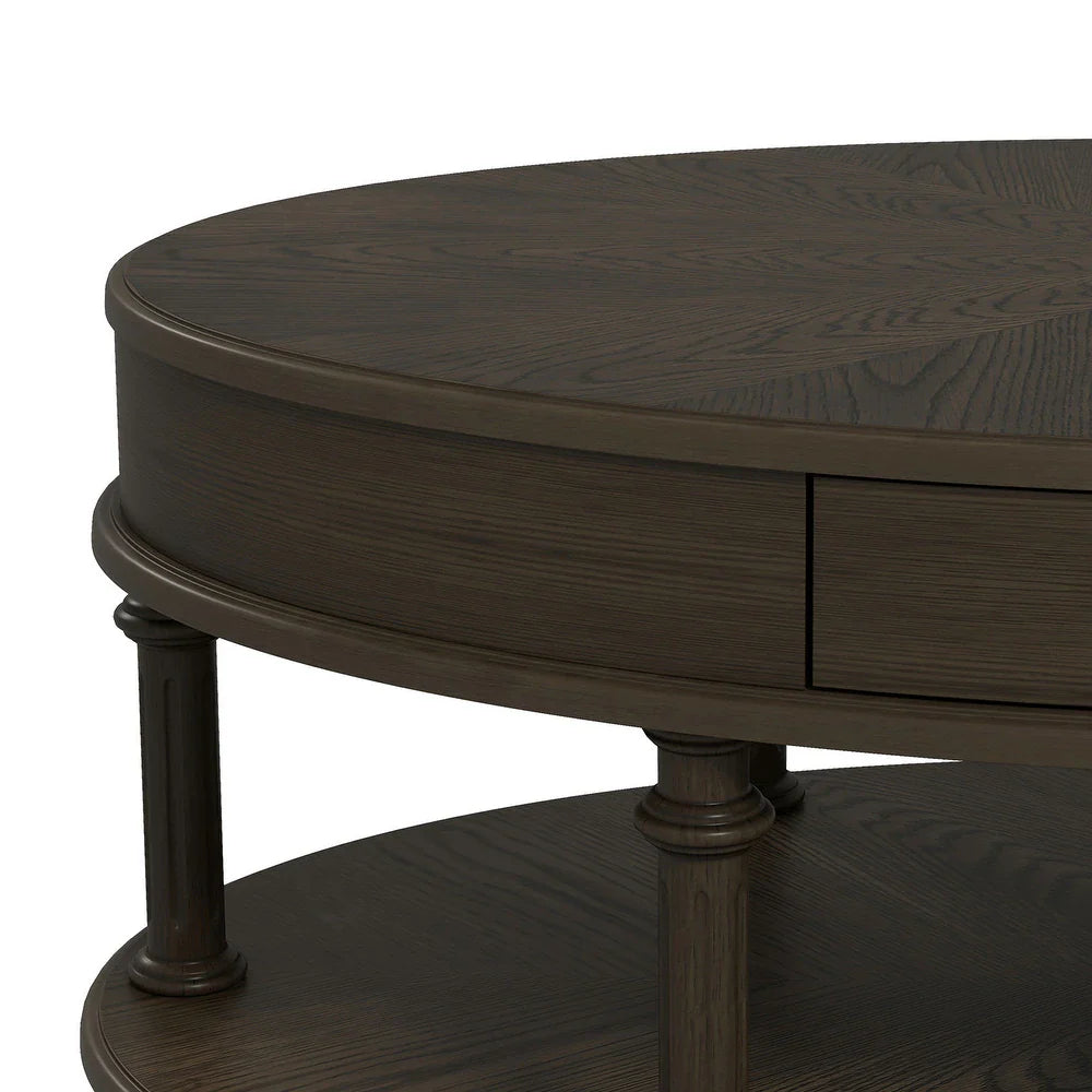 Oval Coffee Table with Storage Drawer