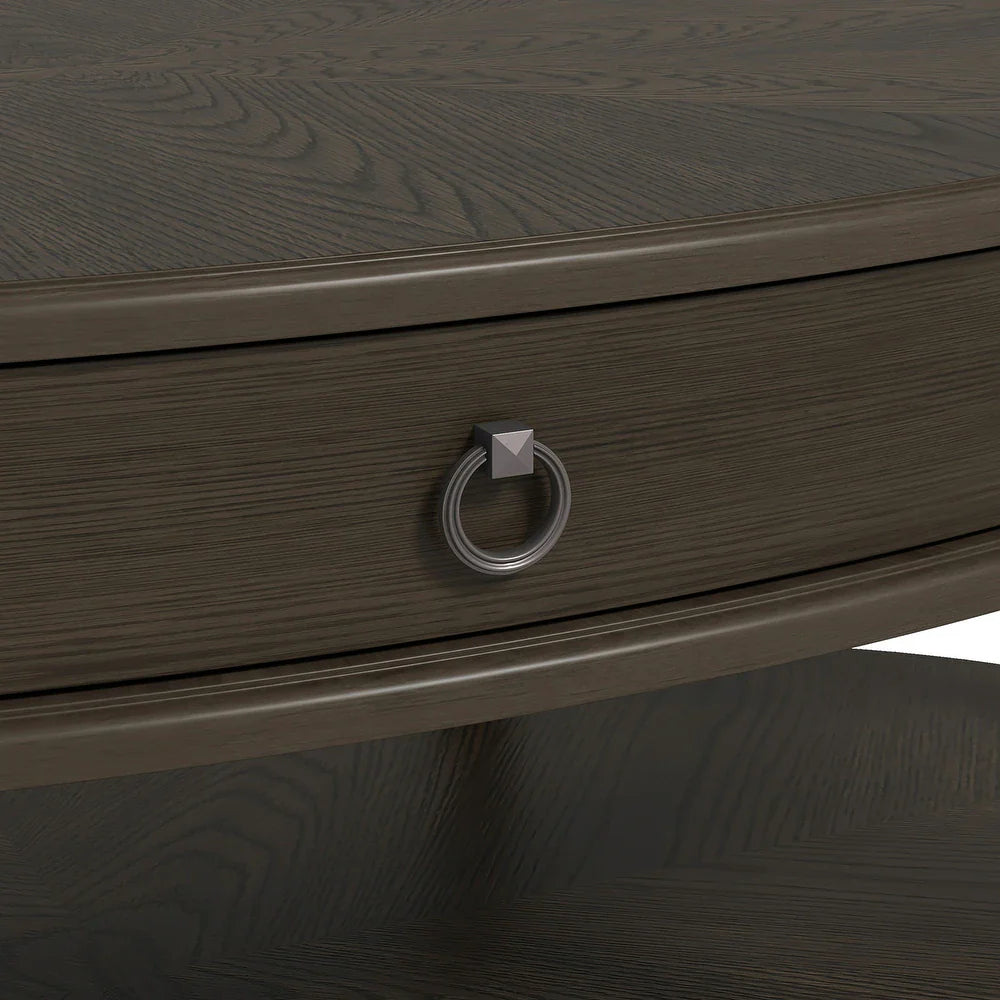 Oval Coffee Table with Storage Drawer