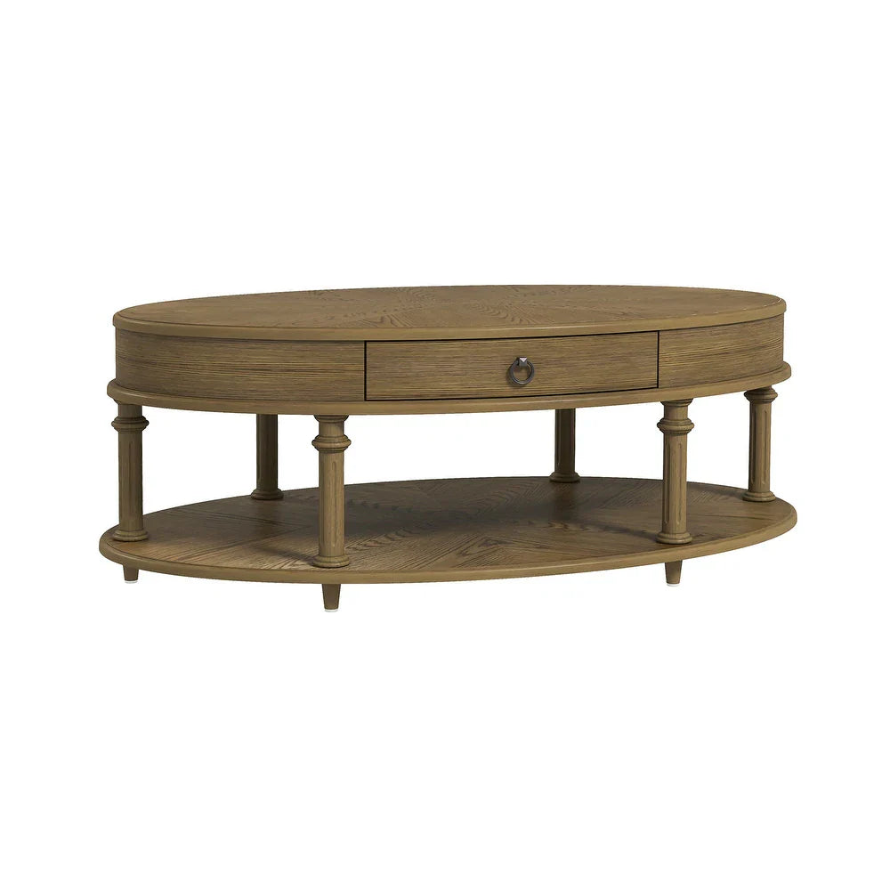 Oval Coffee Table with Storage Drawer