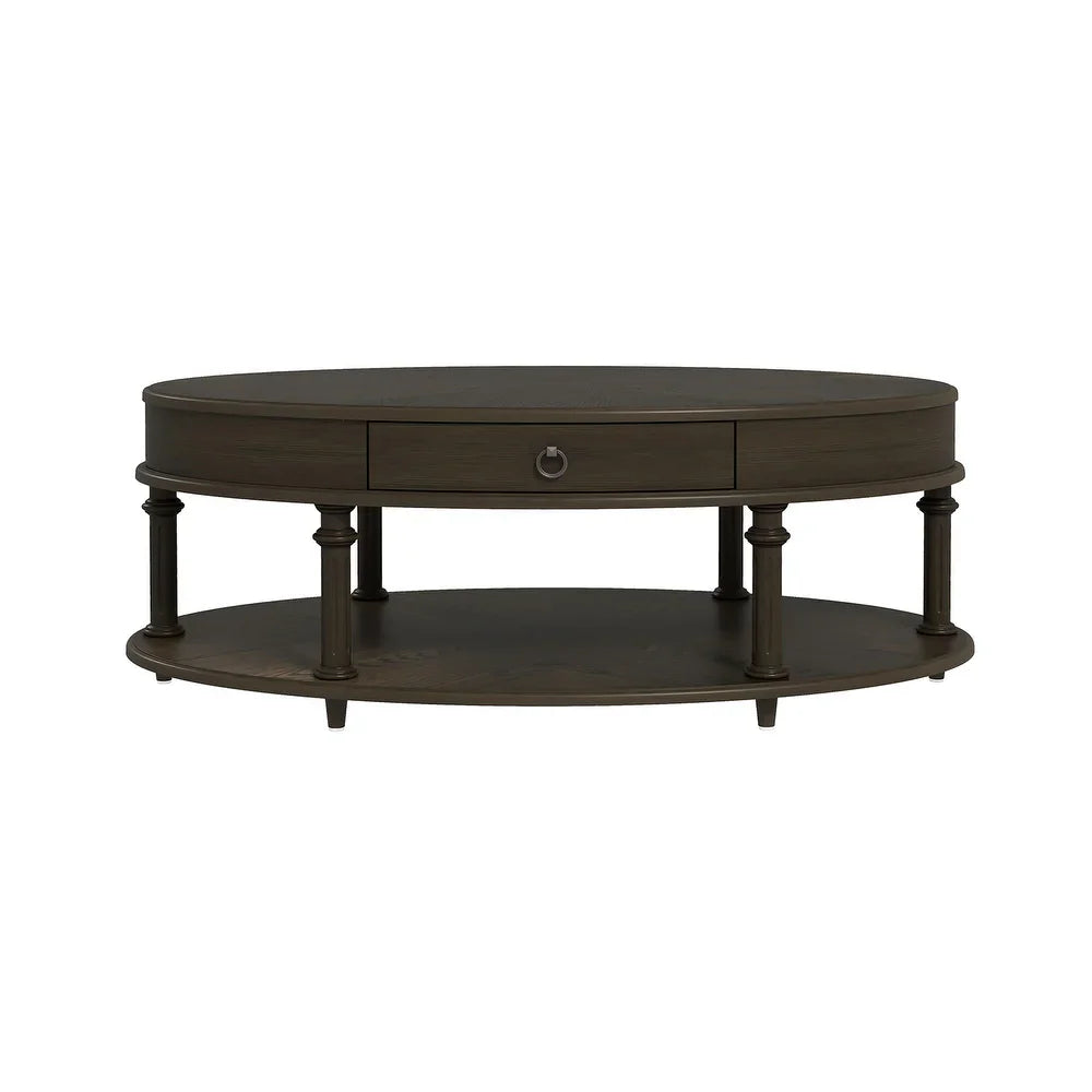Oval Coffee Table with Storage Drawer