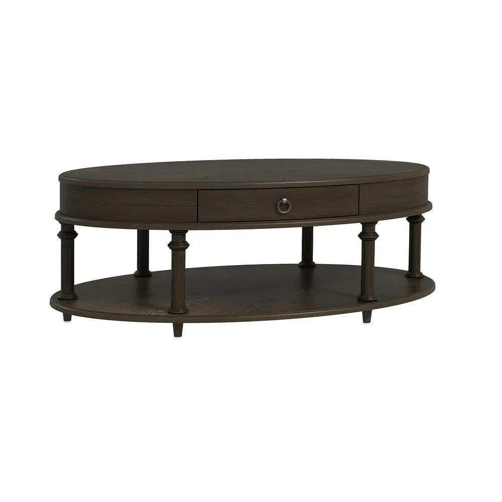 Oval Coffee Table with Storage Drawer