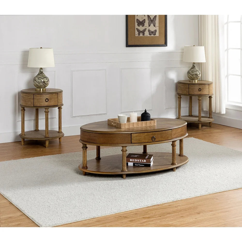 Neoptolemus Transitional Style Three Pieces Sets for Living Room and Bedroom with Storage Space