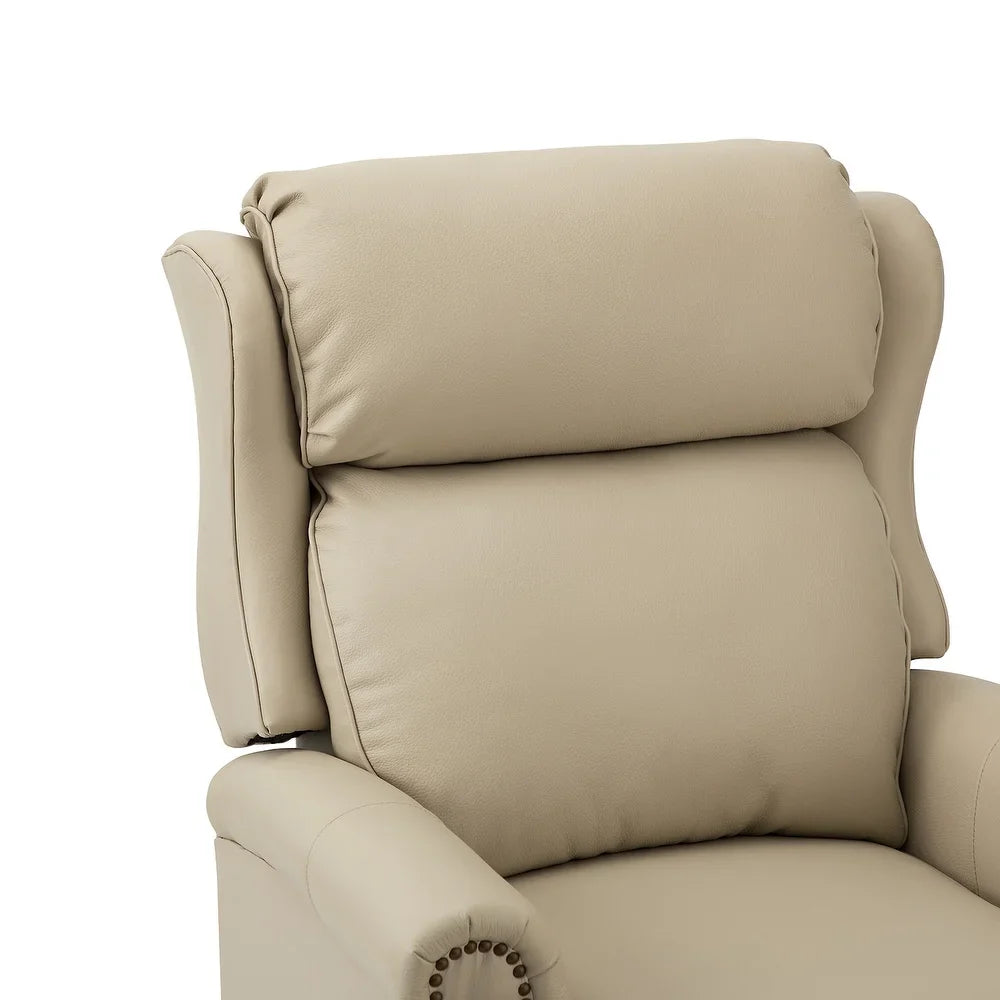 Noëmon Genuine Leather Recliner with Nailhead Trims