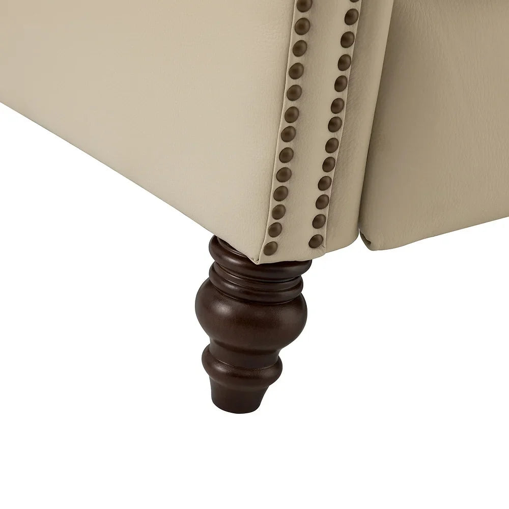 Noëmon Genuine Leather Recliner with Nailhead Trims