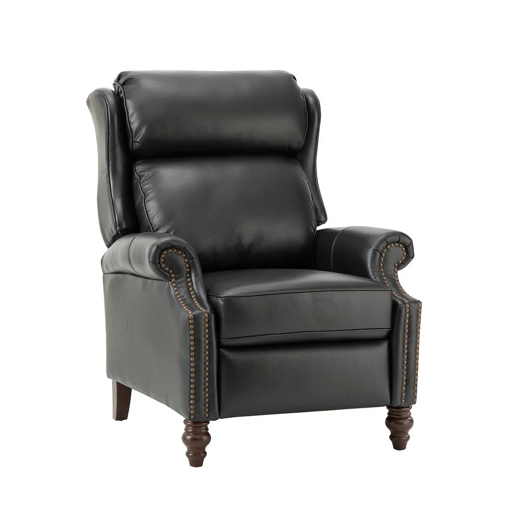 Noëmon Genuine Leather Recliner with Nailhead Trims