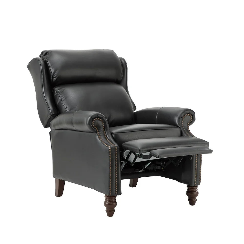 Noëmon Genuine Leather Recliner with Nailhead Trims