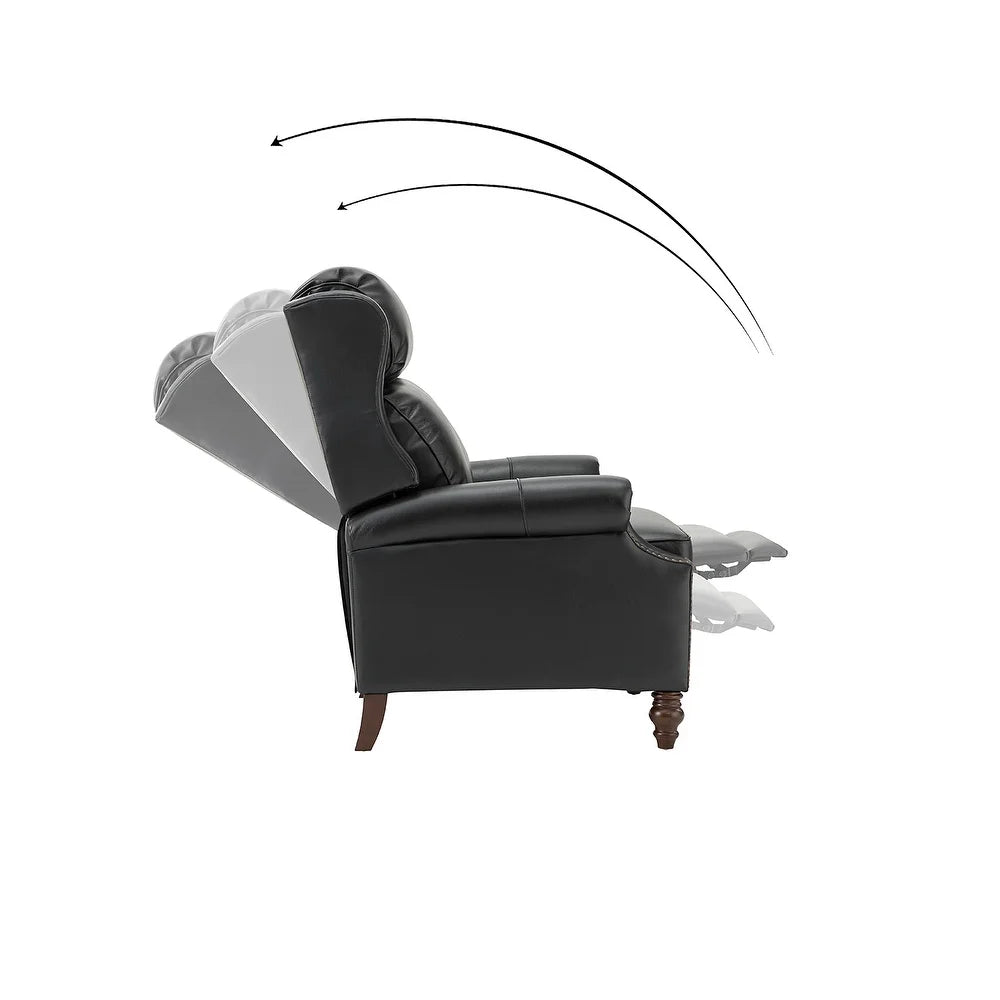 Noëmon Genuine Leather Recliner with Nailhead Trims