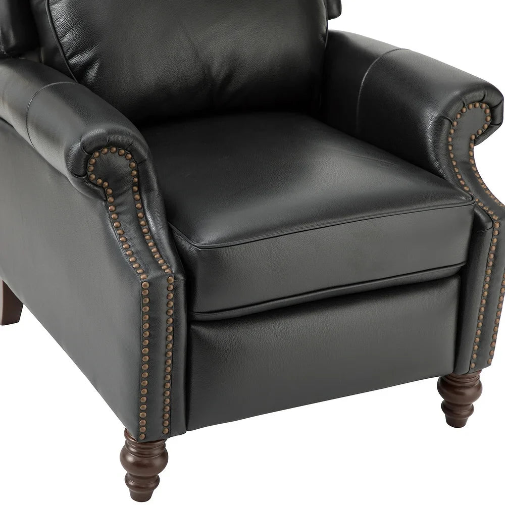Noëmon Genuine Leather Recliner with Nailhead Trims