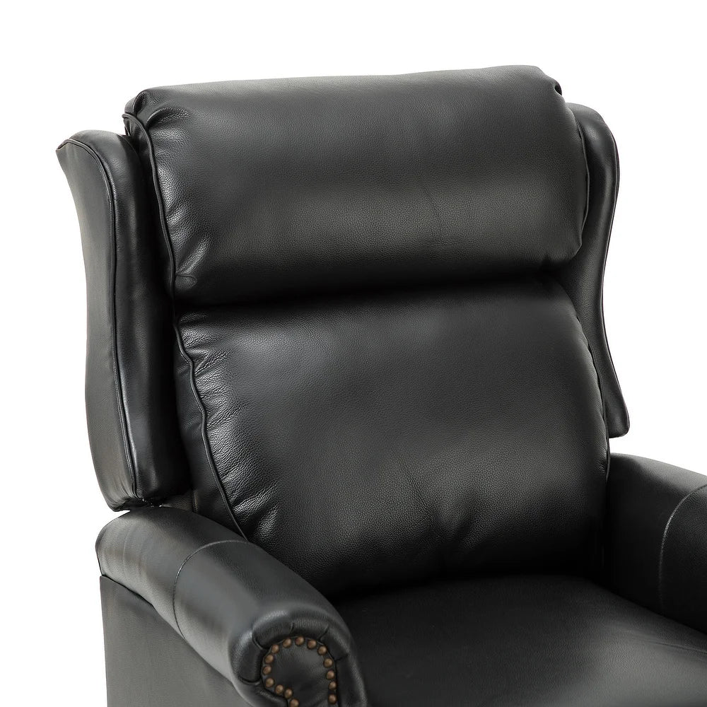 Noëmon Genuine Leather Recliner with Nailhead Trims