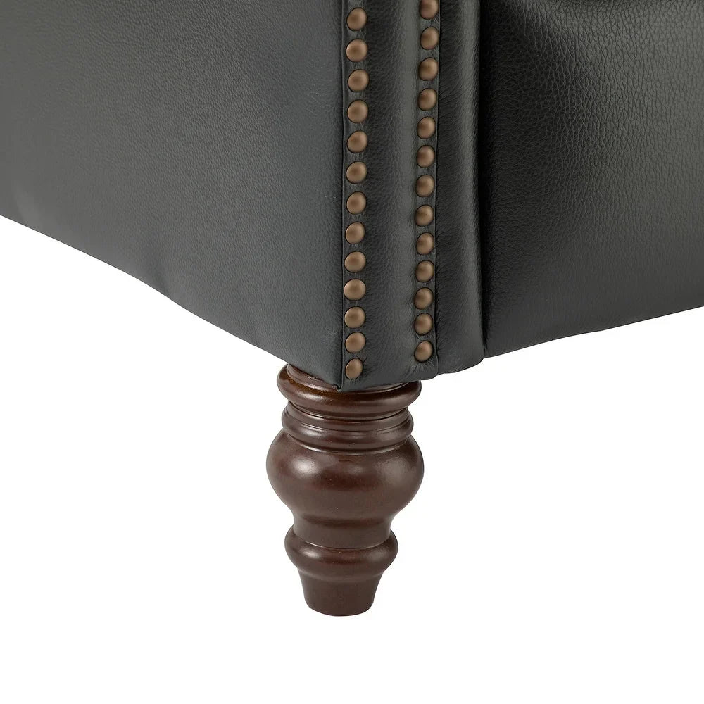Noëmon Genuine Leather Recliner with Nailhead Trims