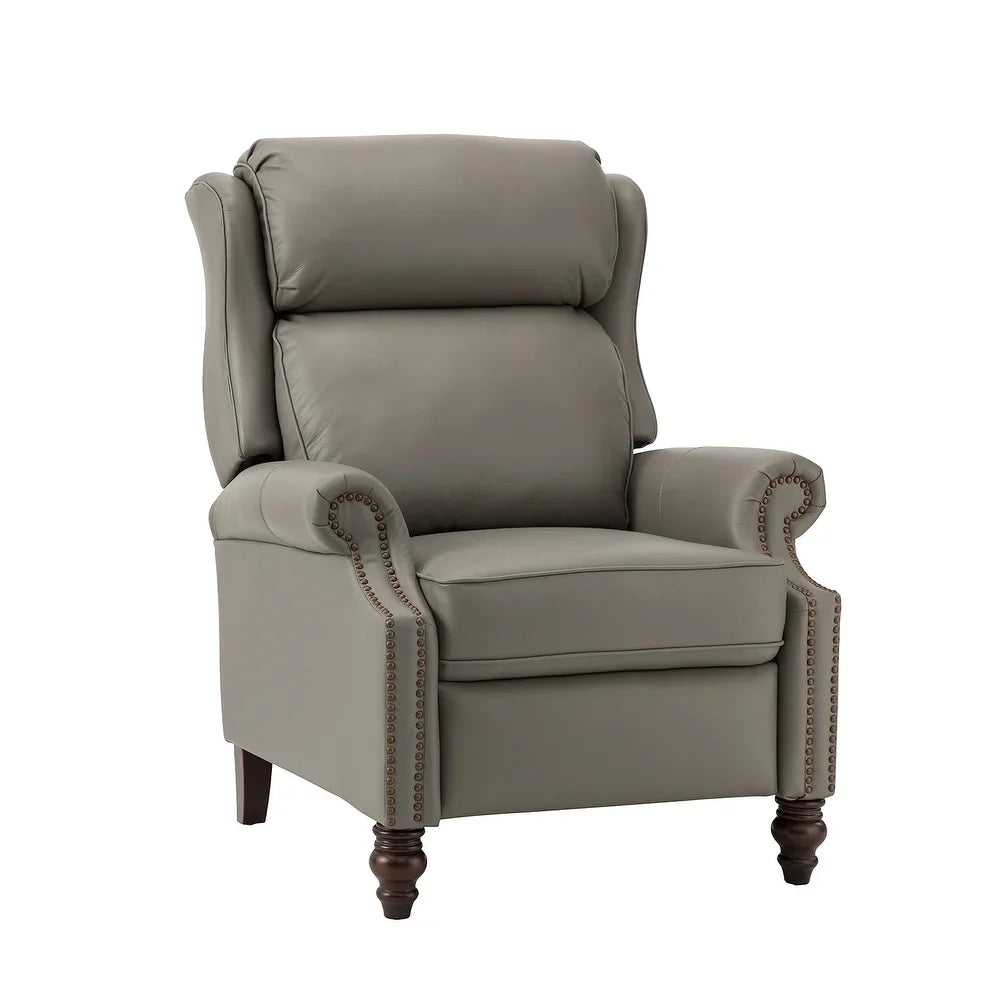 Noëmon Genuine Leather Recliner with Nailhead Trims