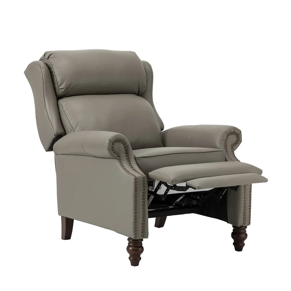 Noëmon Genuine Leather Recliner with Nailhead Trims