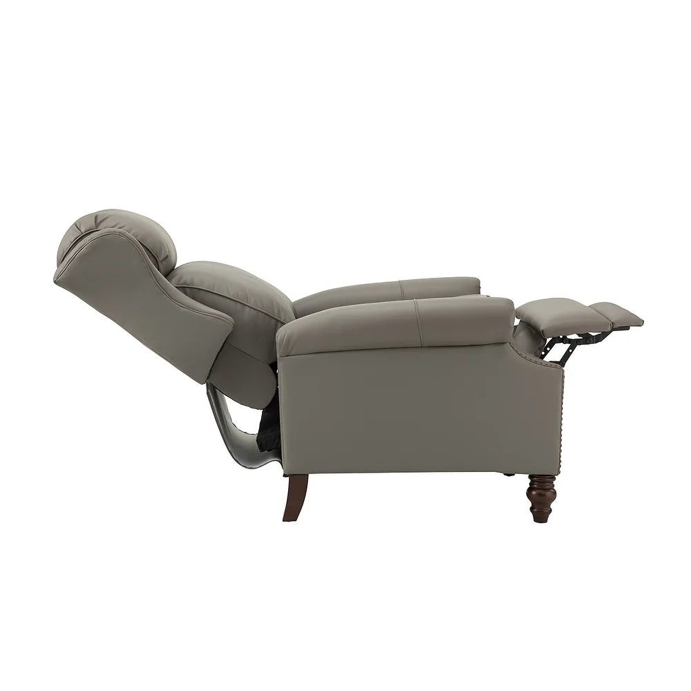 Noëmon Genuine Leather Recliner with Nailhead Trims