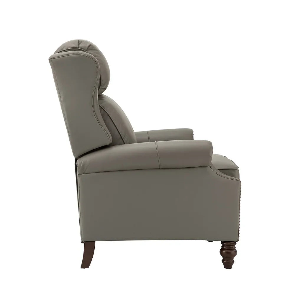 Noëmon Genuine Leather Recliner with Nailhead Trims