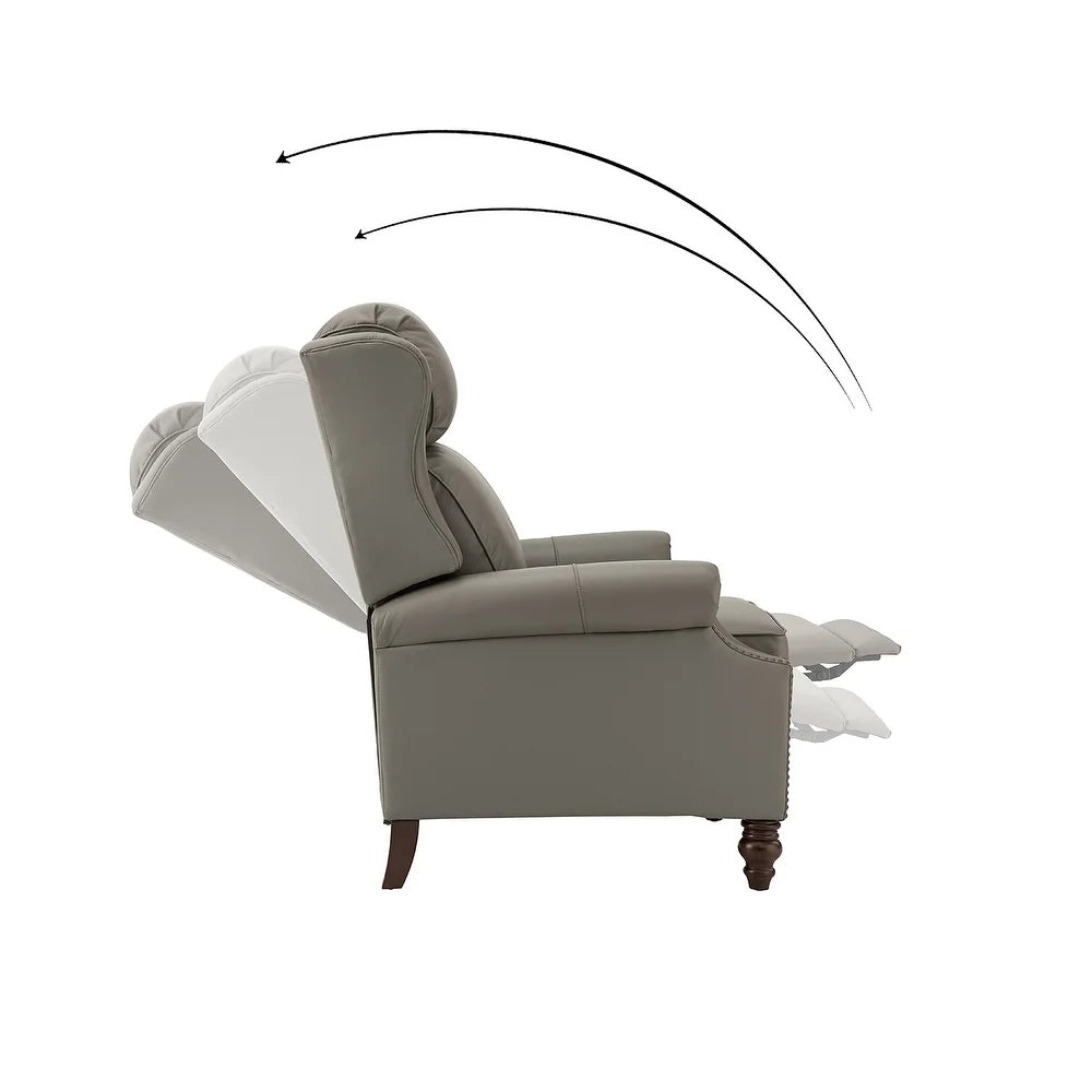 Noëmon Genuine Leather Recliner with Nailhead Trims