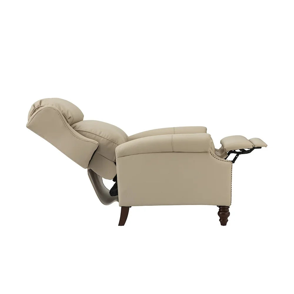 Noëmon Genuine Leather Recliner with Nailhead Trims