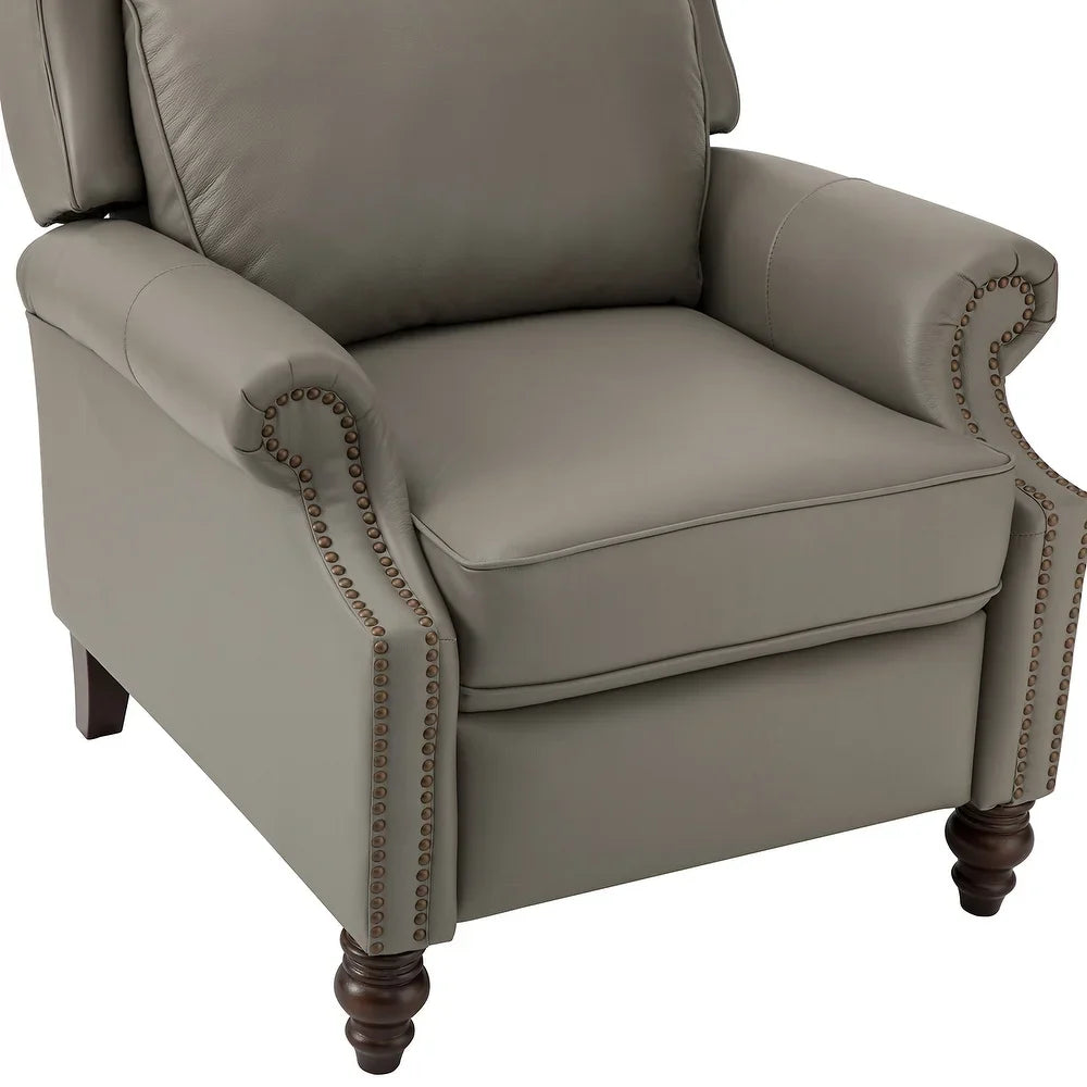 Noëmon Genuine Leather Recliner with Nailhead Trims