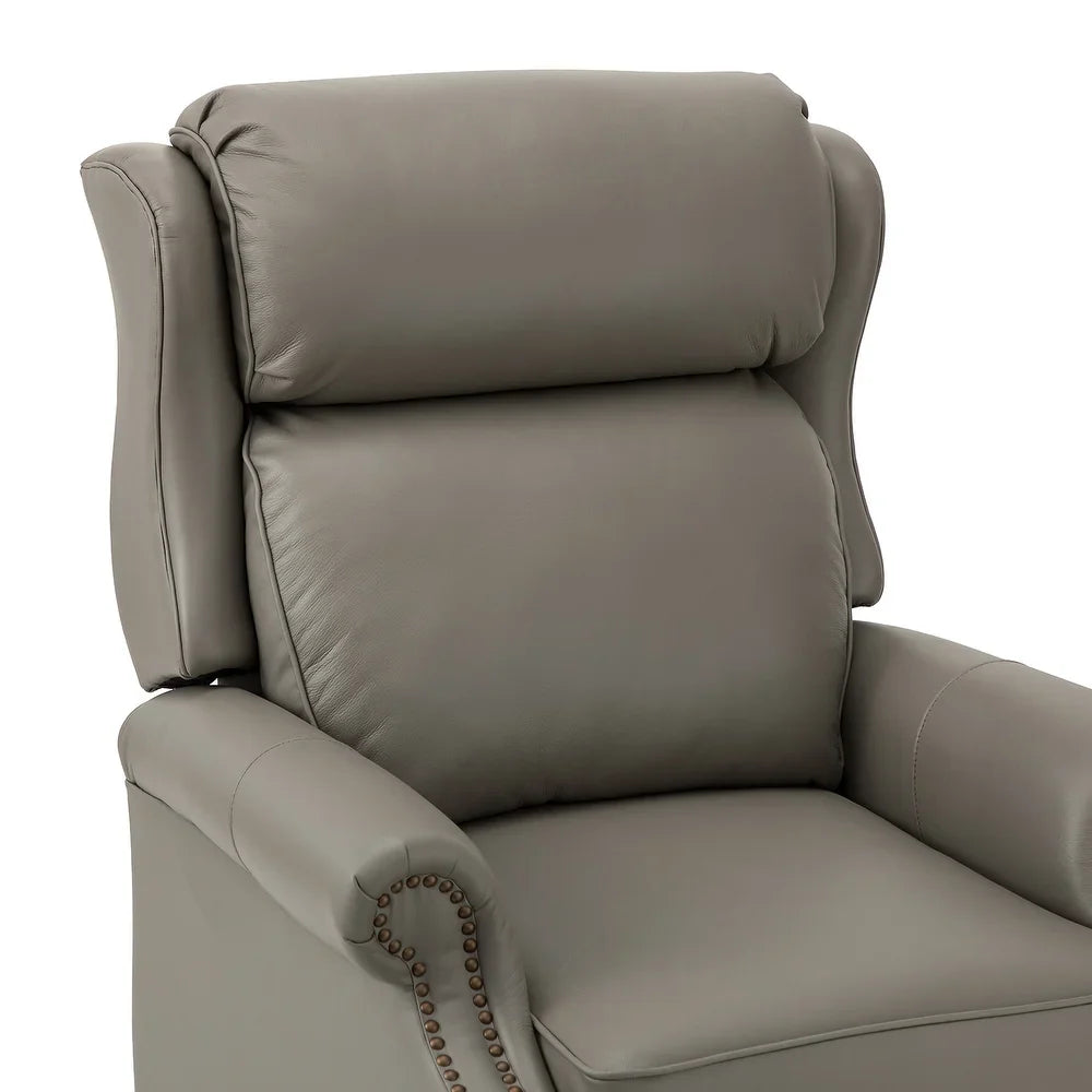 Noëmon Genuine Leather Recliner with Nailhead Trims