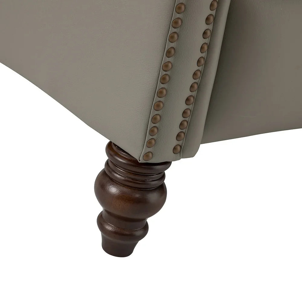 Noëmon Genuine Leather Recliner with Nailhead Trims