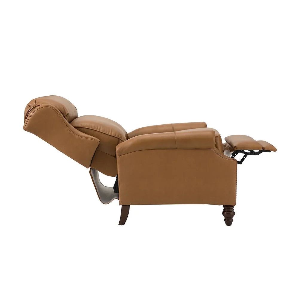 Noëmon Genuine Leather Recliner with Nailhead Trims