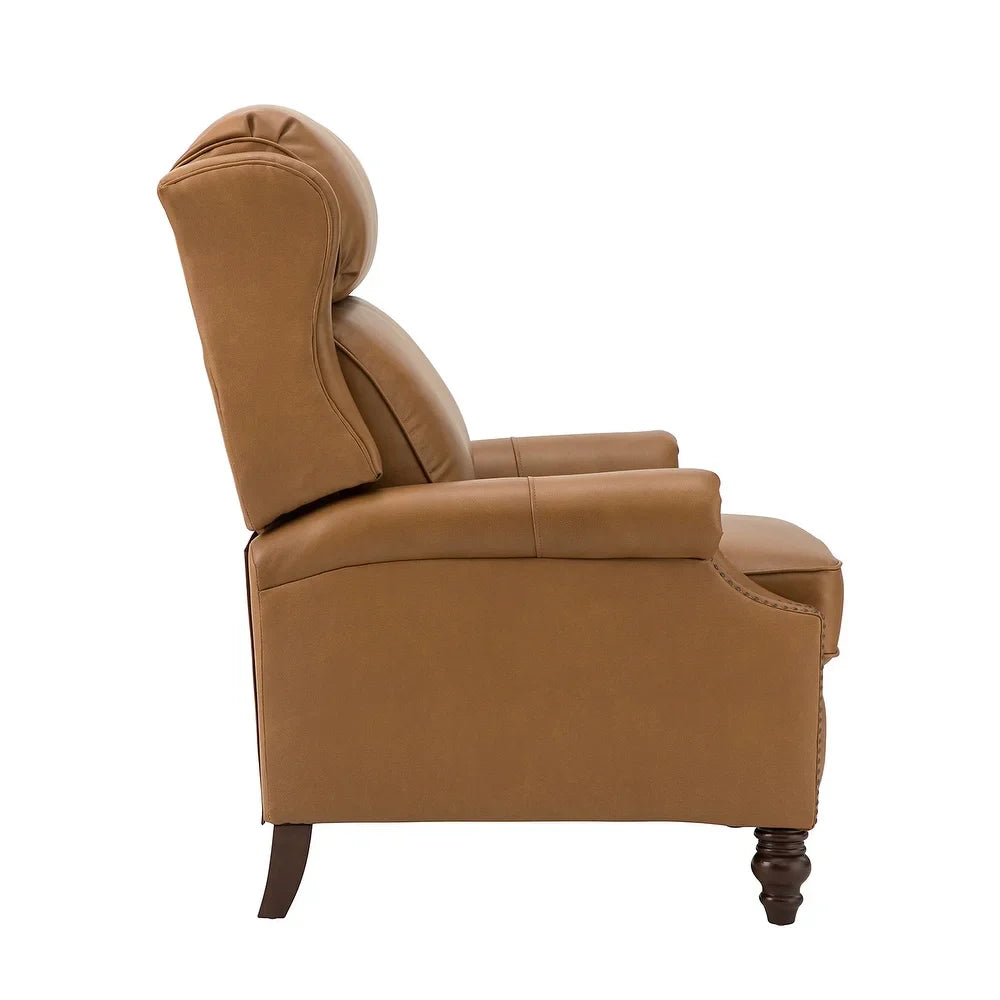 Noëmon Genuine Leather Recliner with Nailhead Trims
